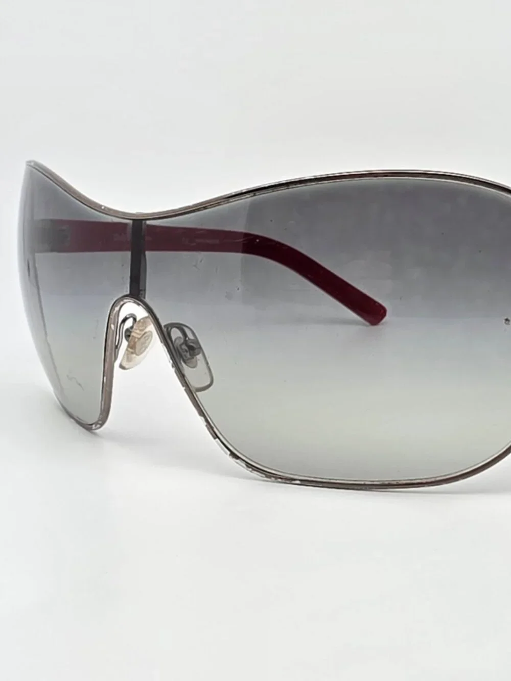 Dolce & Gabbana D&G6053 328/8G Gunmetal Plaid Frame Grey Lens Shield Sunglasses